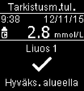 3 7 Tarkistusmittaukset tai Näyttöön ilmestyvät Tarkistusm.tul. ja tarkistusliuospullosymboli.