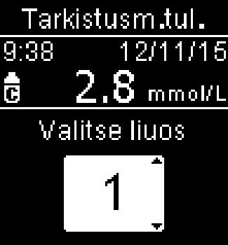 Ellet valitse tarkistusliuosta, tarkistusmittauksen tulos tallentuu ilman tietoa käytetystä liuoksesta. Paina.