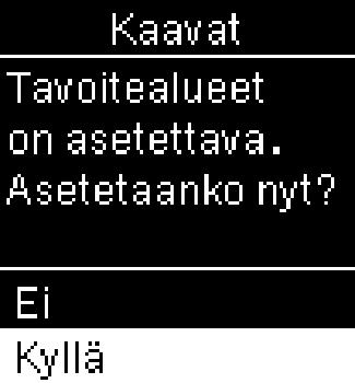 4 Mittarin asetukset Kaavat 4 Korosta Käytössä painamalla. Siirrä haluamasi valinnan kohdalle paina malla. Paina.