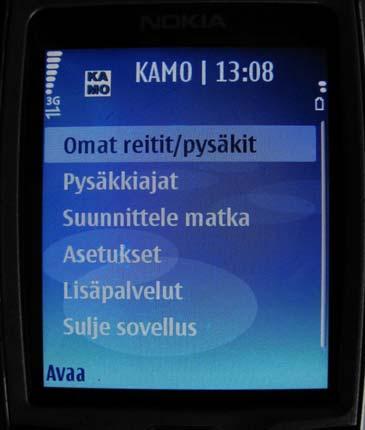 2.3 Matkan seuranta ja opastus KAMO KAMO Kaupunkilaisen Mobiiliopas oli pääkaupunkiseudun joukkoliikenteessä toimiva HKL:n pilottipalvelu, jonka kokeilu on toistaiseksi lopetettu.