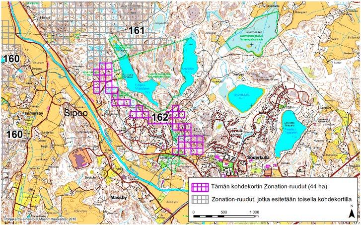 Sipoo, Zonation-aluetunnus 162 SIPOO (162) Alue sijaitsee Sipoon eteläosassa Söderkullan taajamassa Pilvijärven lounais- ja länsipuolella.