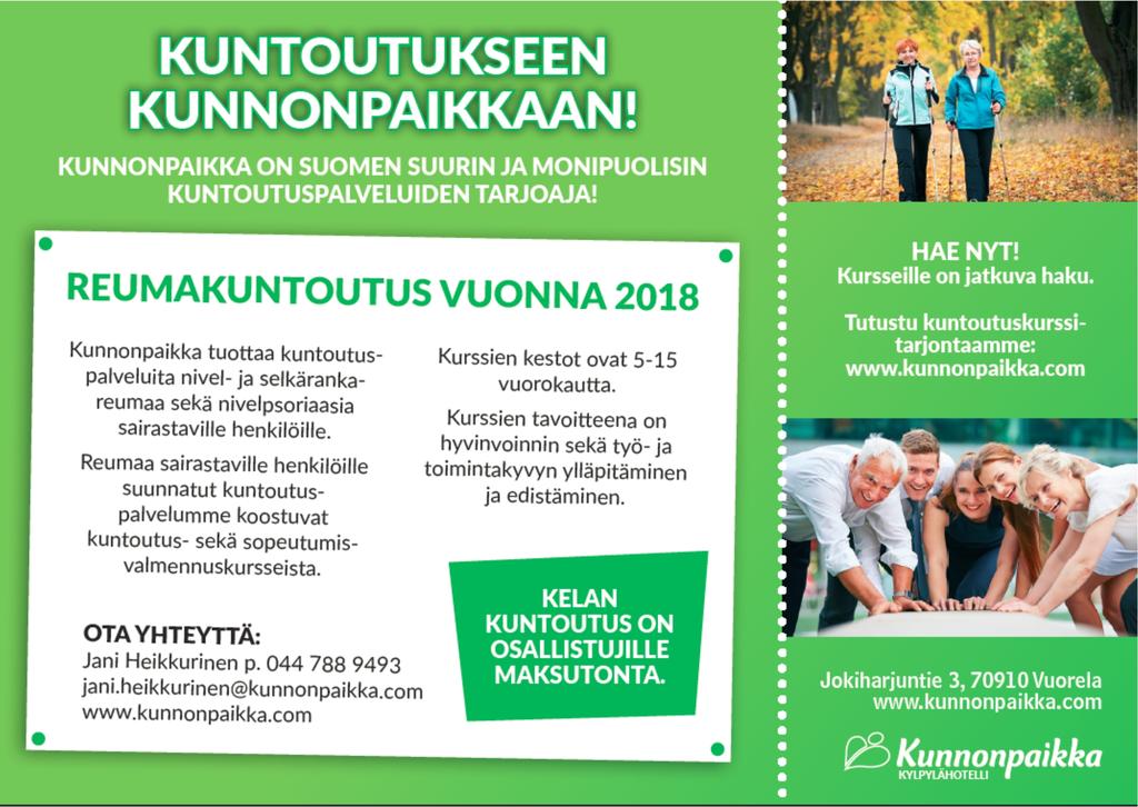 La 1.9.2018 KSSHP:n järjestämä Reumasymposium Pe 12.10.