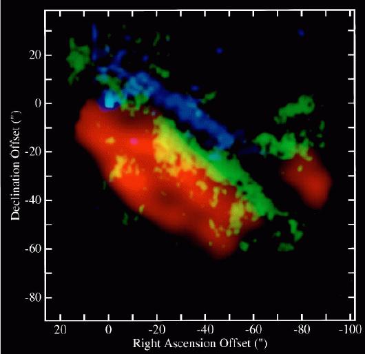 PDR: molekyylipilven rajalla (1) Orion Bar: sininen PAH-hiukkaset (λ = 3.