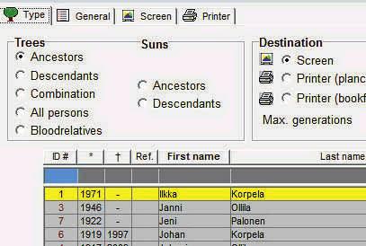 Ohjelmaan tallennettuja tietoja voidaan tarkastella henkilö- tai perhetasolla sekä varsinaisena sukupuuna. Näkymiä voidaan vaihtaa ohjelmaikkunan yläreunaan sijoitetun painikerivin avulla.