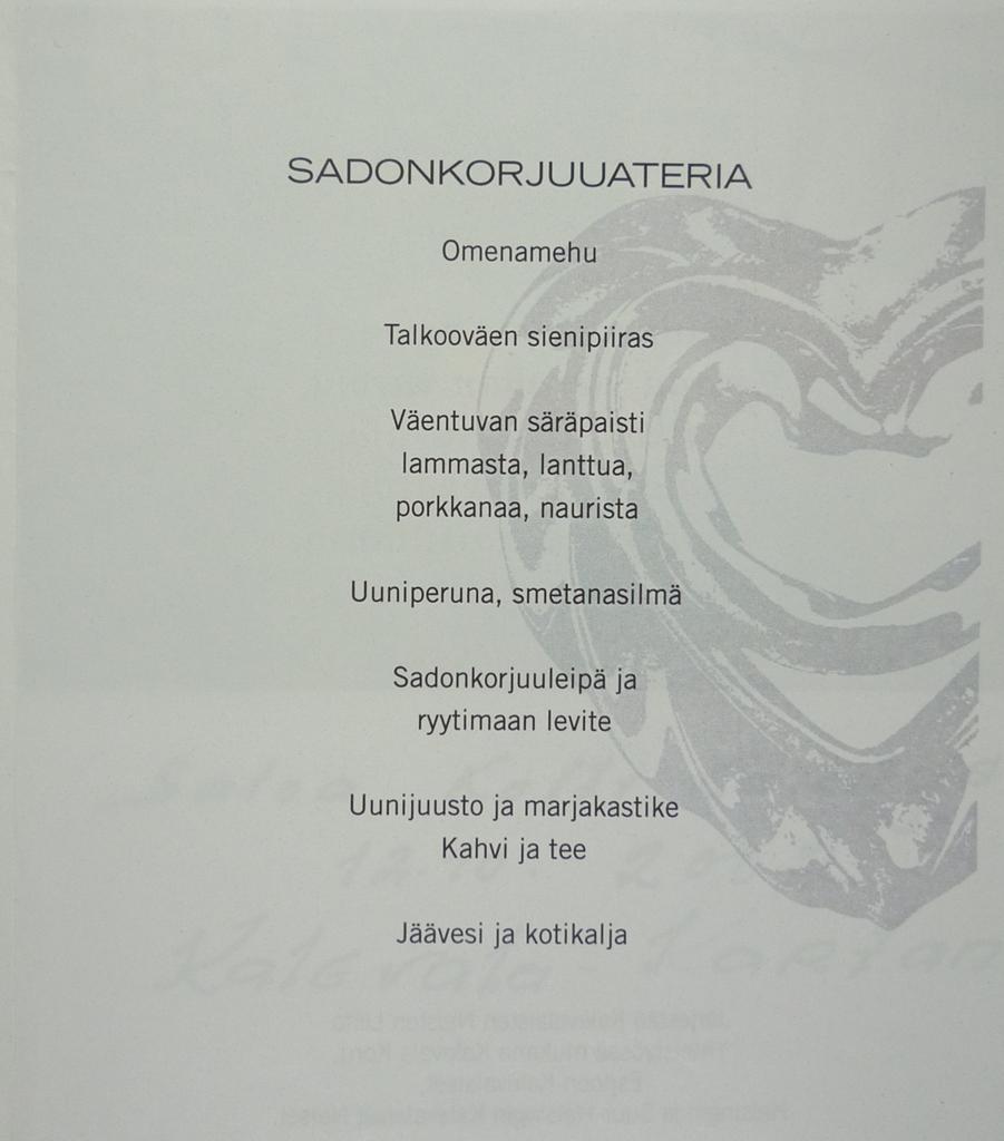 Sadonkorjuujuhlan menu