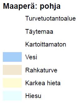 Ote valuma-alueselvityksessä 3 laaditusta maaperäkartasta. Punaisella viivalla on rajattu likimääräinen selvitysalueen sijainti.