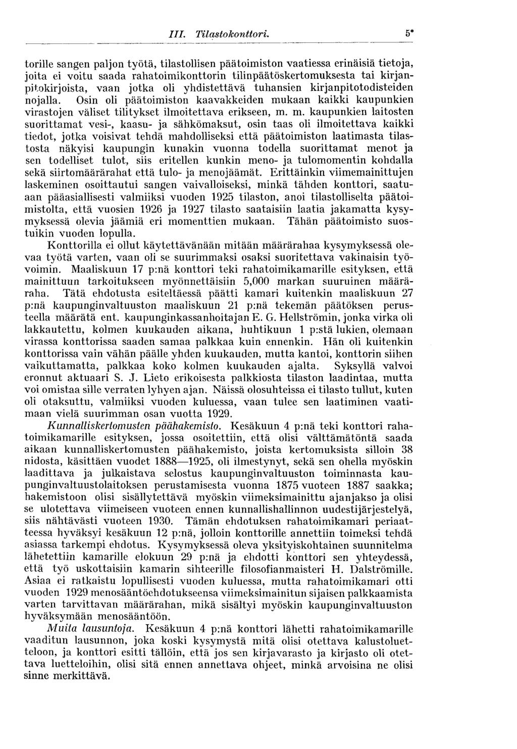III. Tilasto konttori.