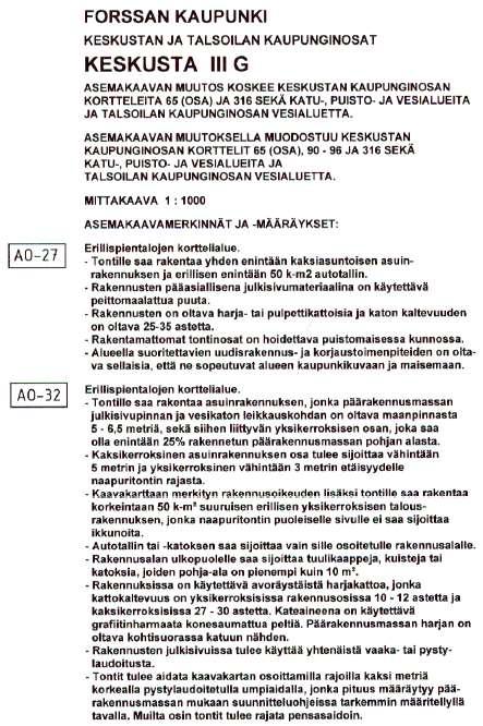 Kaupunginpuutarhan asemakaavamääräyksistä lyhennetty (alueella erilliset rakentamistapaohjeet)