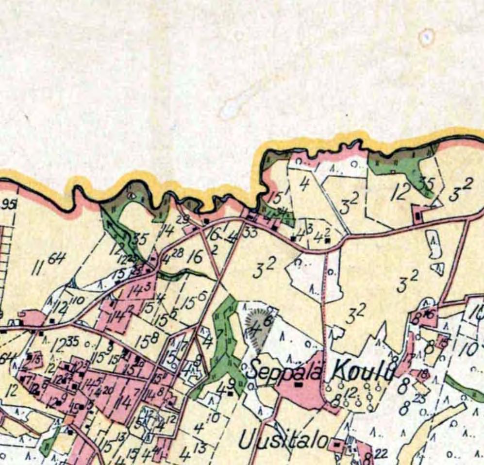 Vuoden 1912 mittauksessa Näppäläisenkadun kohta on edelleen Vihiojan