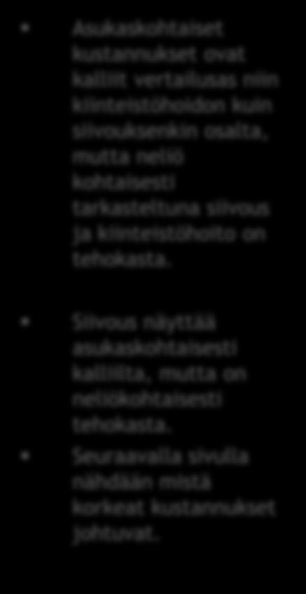 TILAPALVELUT Asukaskohtaiset kustannukset Tässä tarkastelussa ei ole mukana asuntojen ja muiden tilojen vuokraus. 60 50 40 30 0 0 TILAPALVELUIDEN ASUKASKOHTAISET KUSTANNUKSET pl.