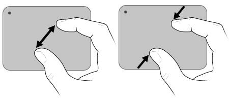 Voit loitontaa asettamalla kaksi sormea kosketusalustalle erilleen ja sitten pienentää kohteen kokoa vetämällä sormet yhteen.