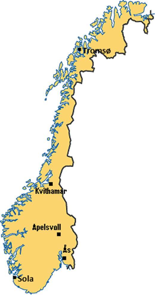 Simuloitu nurmisato Norjassa Suurin sadonlisä rannikolla,