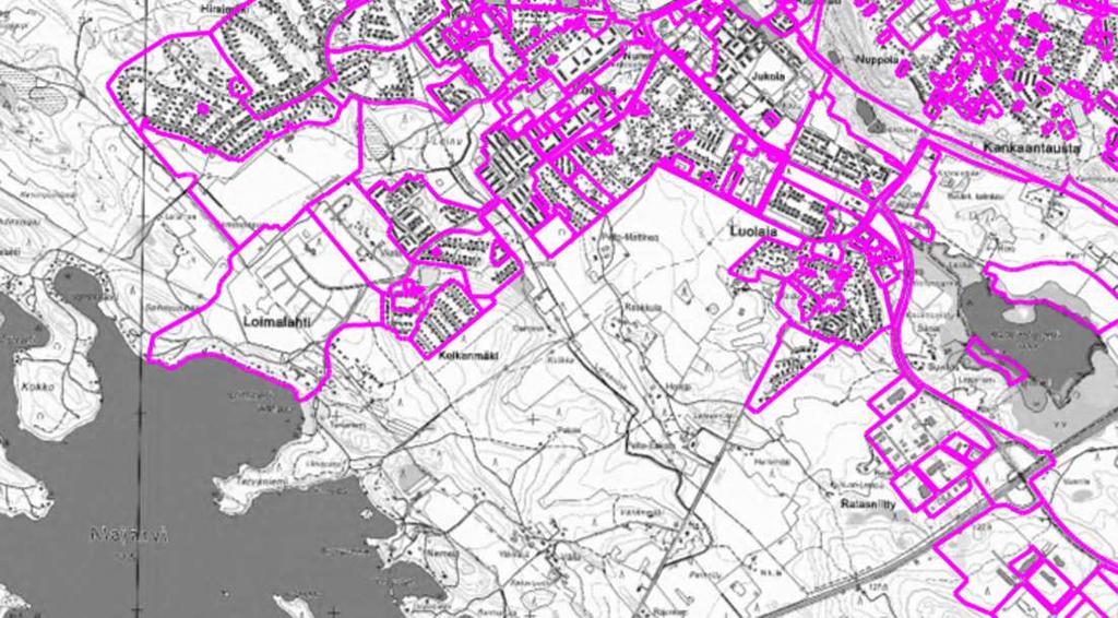 Asemakaava Nyt osayleiskaavoitettavalla alueella on asemakaavoitettua aluetta noin 5 km 2 ja ne