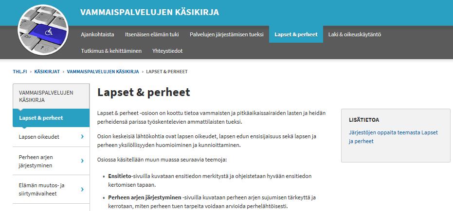 POIMINTOJA VAMMAISPALVELUJEN KÄSIKIRJASTA https://www.