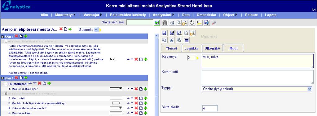 5.2.4 Kysymysten numerointi Tarvittaessa voit numeroida kyselysi kysymykset.