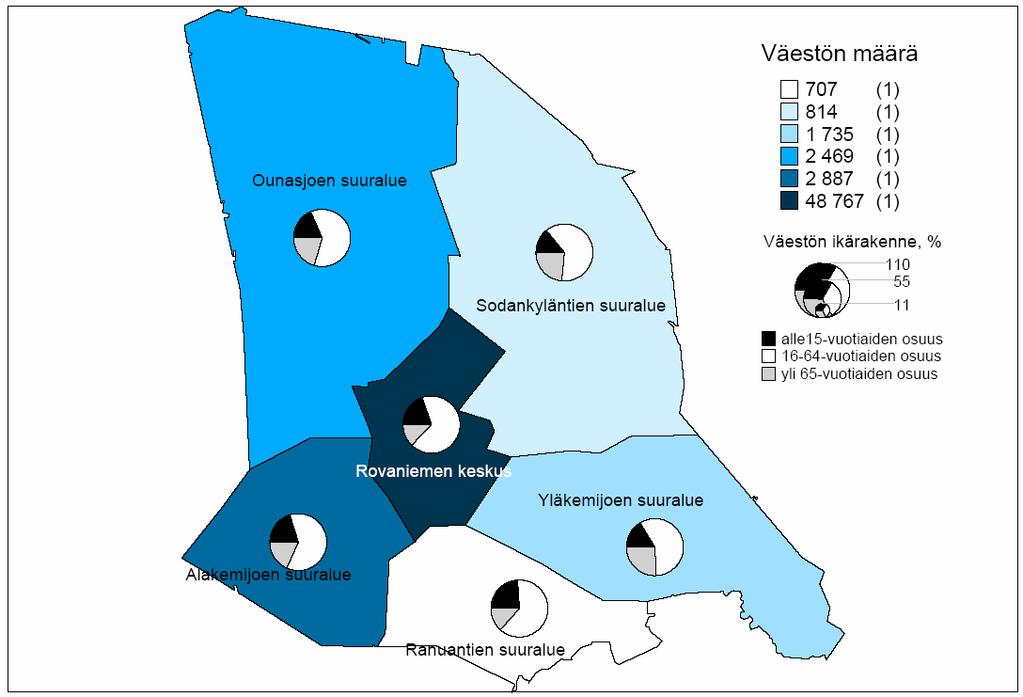 Kuva: Rovanimn suuralut ja niidn västömäärä- ja raknn (lähd: Rovanimn aluidn käytön stratgia 2006) 3.2 Rovanimi kirjastopalvlujn tuottajana 3.2.1 Kirjastovrkosto Rovanimn maakuntakirjasto koostuu kirjastovrkkoslvitystä laadittassa v.