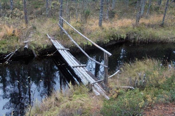 pitkostuksen, ojien yli vievät sillat ovat