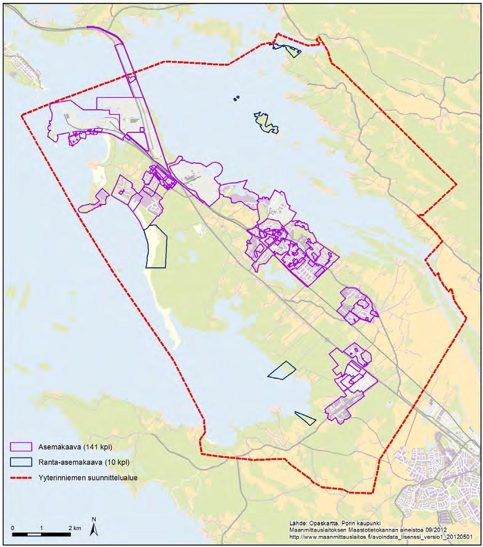 2.11.3. Asemakaava Suunnittelualueen kaupunginosissa on voimassa eri-ikäisiä asemakaavoja 151 kpl, joista ranta-asemakaavoja on 10 kpl (kuva 40).