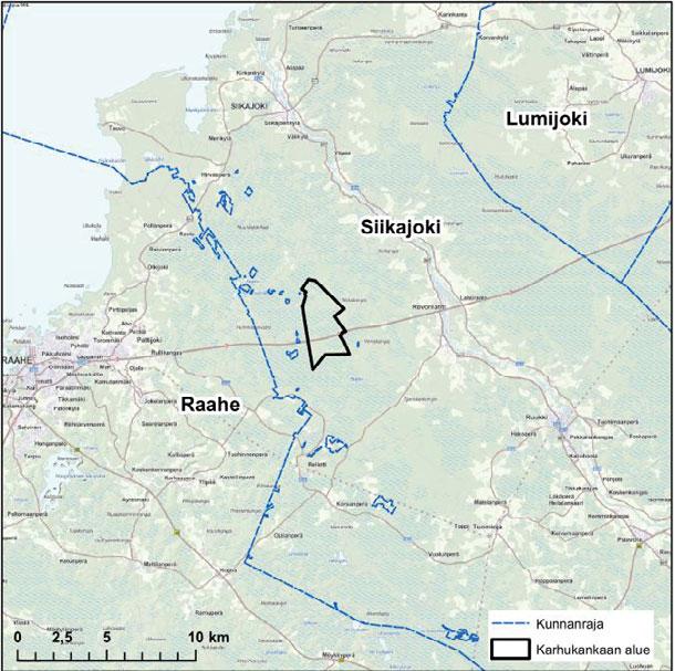 1 1. JOHDANTO Suomen Hyötytuuli Oy suunnittelee enintään 16 tuulivoimalan rakentamista Siikajoen kunnassa sijaitsevan Karhukankaan alueelle (kuva 1-1).