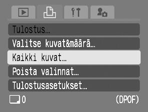 2 Valitse tulostettavat kuvat - tai - painikkeella. Valintatavat eroavat Tulostustapaasetuksista (s. 85). - (Normaali) / (Molemmat) Valitse kuva, paina FUNC.