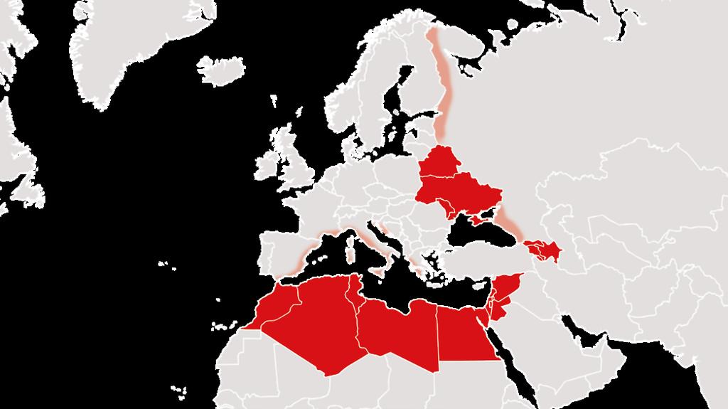 Rahoitusvälineet Euroopan naapuruusväline (European Neighbourhood Instrument, ENI) Määrärahat 2014 2020: 15,4 miljardia euroa Temaattiset painopisteet: demokratia ja ihmisoikeudet, kestävä kehitys,