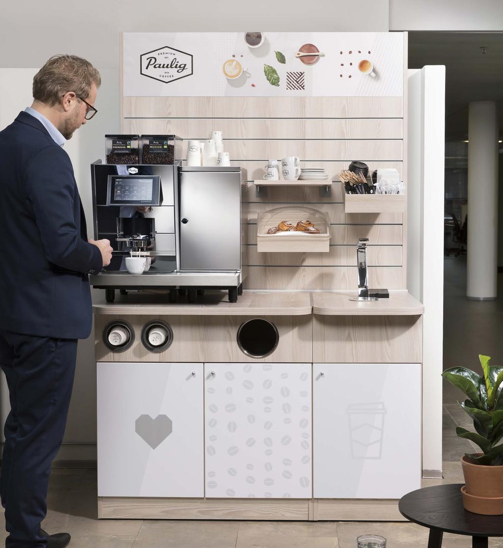 Täydellinen ratkaisu työpaikalle PAULIG KAHVIMODUULI Paulig Kahvimoduuli on vartavasten kahvintarjoilua varten suunniteltu kalusteratkaisu.