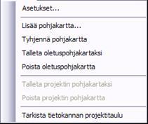 27(39) 9 TYÖKALUT Asetukset Asetuksissa voidaan määritellä taustakarttojen näkyvyyttä, karttaikkunan asetuksia,