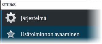 Käytettävissä olevat muokkausasetukset määräytyvät mittarin tyypin ja sen mukaan, mitä tietolähteitä järjestelmään on liitetty. Lisätietoja on kohdassa "Laitepaneelit" sivulla 113.