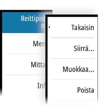 5 Reittipisteet, reitit ja jäljet Reittipisteet Reittipiste on merkki, jonka käyttäjä luo karttaan, tutkakuvaan tai kaikuluotainkuvaan.