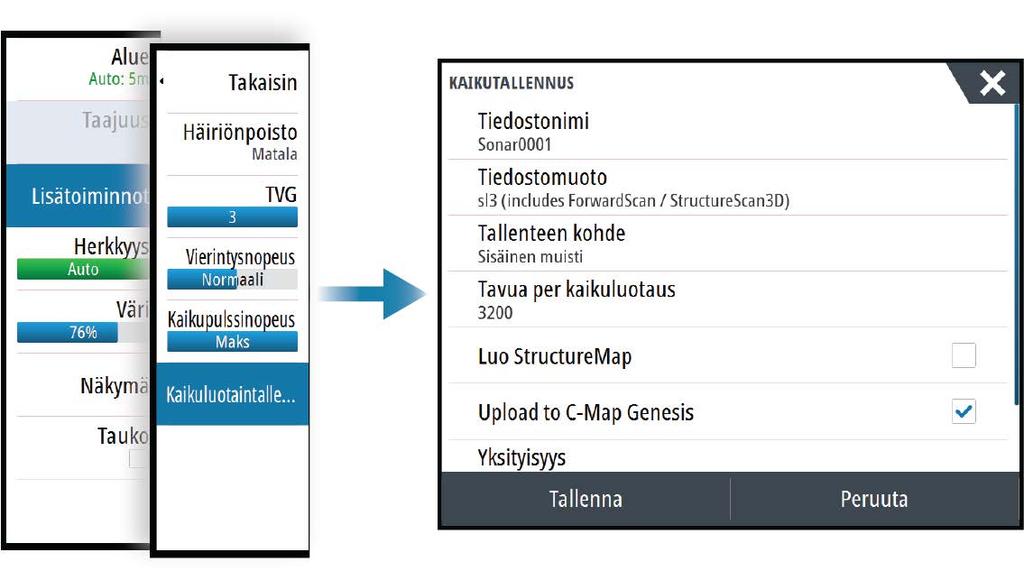 kun kuva sopeutetaan suureen nopeuteen veneen pysyessä paikallaan kalastuksen aikana.