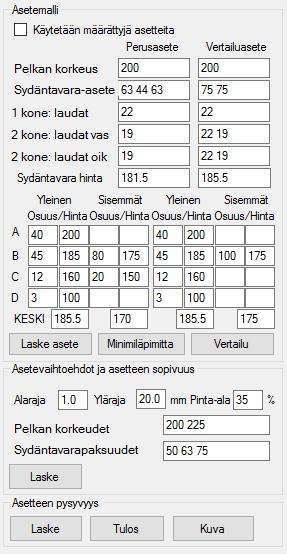 3 (12) Käyttöliittymän ylärivin SIVULAUTAMALLIT -valinnasta voidaan päivittää männyn ja