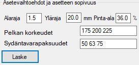 9 (12) 3.2 Asetevaihtoehtojen generointi ja simulointi Asetevaihtoehtosimuloinnissa voidaan antaa useita pelkan korkeuksia ja sydäntavarapaksuuksia.