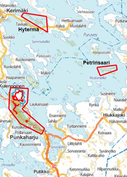 Kuva 2. Punkaharjun ja Puruveden alueen kävijätutkimusalueen rajaus.