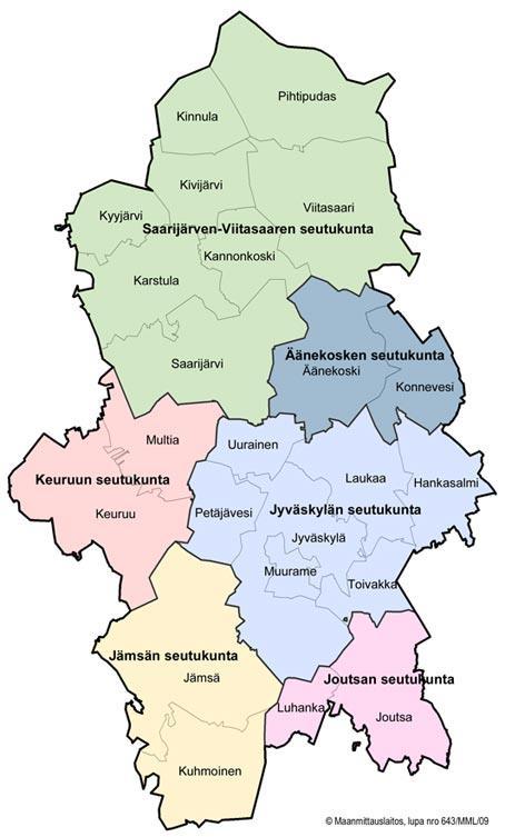 SAARIJÄRVEN-VIITASAAREN JA ÄÄNEKOSKEN SEUTUKUNTA Saarijärven -Viitasaaren seutukunta: 30 175 henkeä (vähennys 558h/v) Työttömyys 13,7%, 38%:lla 15-vuotta täyttäneistä ei