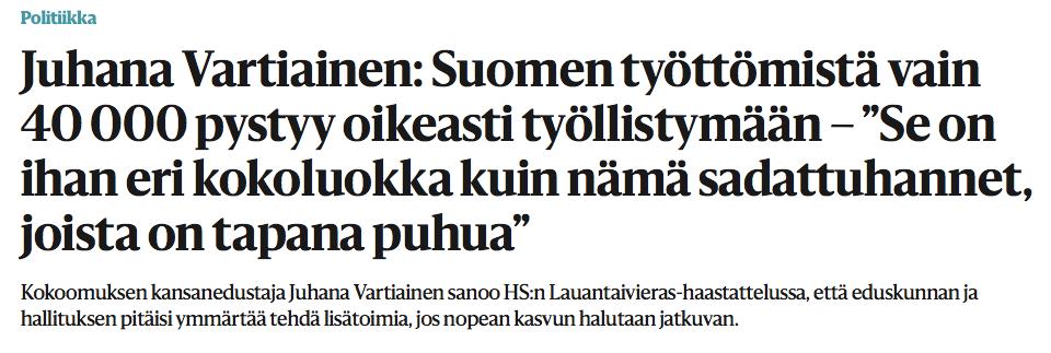 TalouspoliiHsta keskustelua Var5ainen puhuu rakenteellisesta työ/ömyydestä, jonka OECD arvioi olevan noin 7 % Suomessa Helsingin Sanomat 18.11.