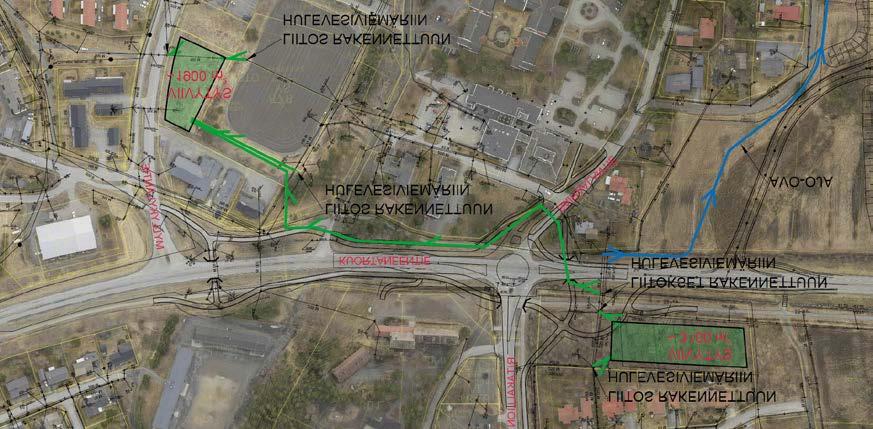 15 suunniteltuun maankäyttöön: Kuortaneentien pohjoispuolelle tarvitaan viivytysallas. Samoin viivytysaltaalle on tarvetta nykyisen Liuhtarinpuiston alueella. Ohessa ote suunnitelmakartasta.