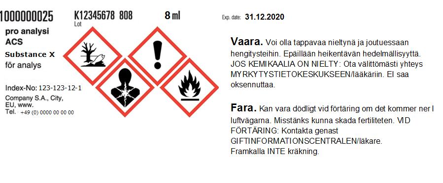 71 Merkintöjä ja pakkaamista koskeva toimintaohje Mitkään pieniä pakkauksia koskevat poikkeukset eivät koske vaaraluokkia lis.myrk. 2 ja heng. myrk. 1.