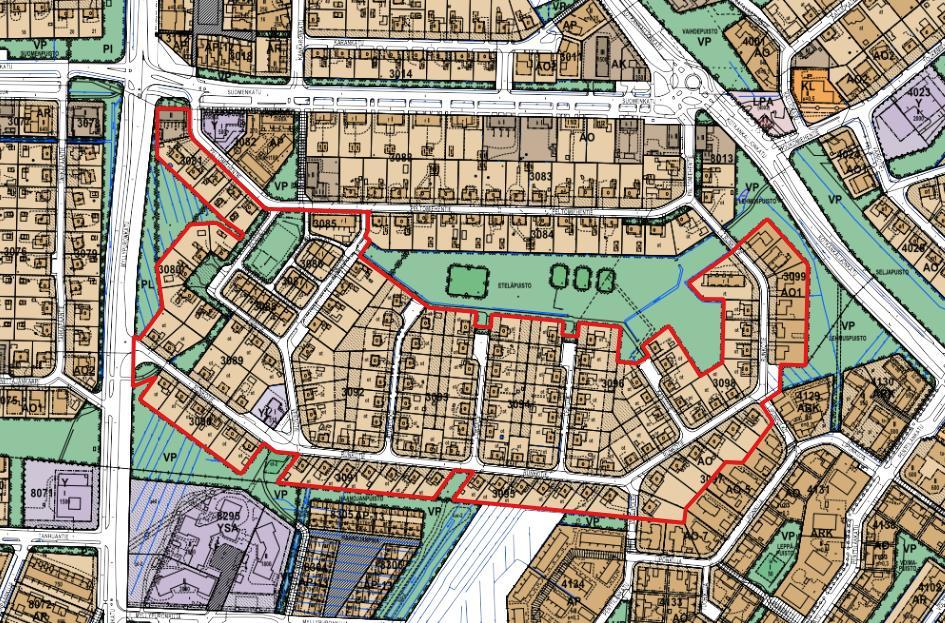 Kuva 8. Ote alueen ajantasa-asemakaavasta.