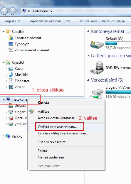 3. Verkkolevyyn yhdistäminen 1.