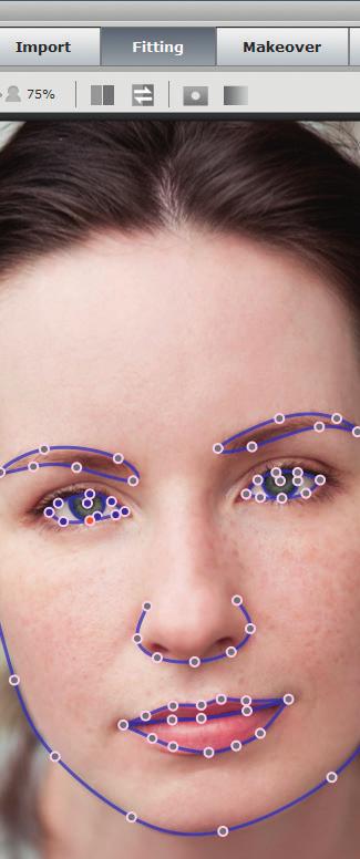 Makeover-välilehdellä voit leikkiä meikkitaiteilijaa kokeilemalla useita erilaisia ihonsävyyn vaikuttavia tehosteita.