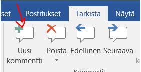 14 15 KOMMENTIN LISÄMINEN A POISTAMINEN Kommentteja lisätään Tarkista lehdeltä. Vie kursori siihen kohtaa tekstiä tai maalaa tekstialue, johon haluat lisätä kommentin.