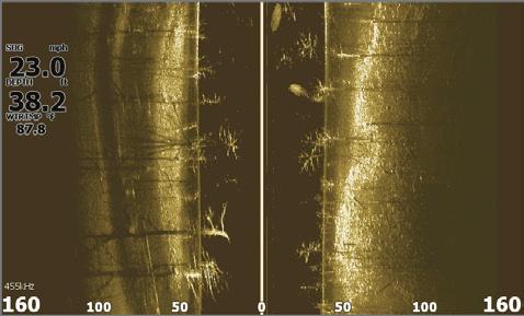 tarkastella luotauksen historiatietoja nuolipainikkeilla DownScan