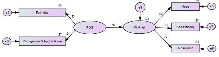 Estimate S.E. C.R. P Label PsyCap <--- POS.569.065 8.800 *** SS_POS <---POS 1.000 SF_POS <--- POS.891.078 11.425 *** RA_POS <--- POS.855.076 11.242 *** FA_POS <--- POS 1.115.084 13.