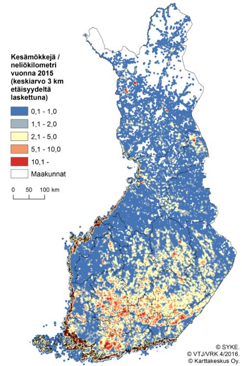 asukasmäärän kesällä Merkitys on erityisen suuri eteläisen Järvi- Suomen alueella,