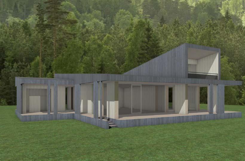 Villa made by massive CLT US1 CLT 300mm U value 0.