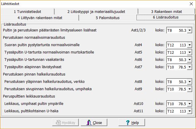 Lähtötietojen hyväksyminen Kaikki valitut/muutetut laskentatiedot on hyväksyttävä Hyväksy painonapilla ennen laskentaa.