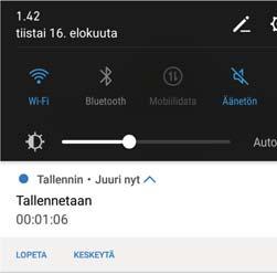 Työvälineet Kosketa avataksesi Tallennin Aloita ja lopeta