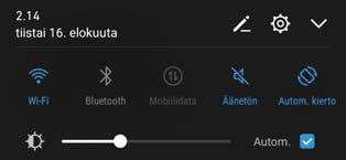 Järjestelmän ominaisuudet ja Asetukset 1 Avaa Asetukset. 2 Kosketa Ääni > Äänetön tila. Puhelin ei soi, kun saat puhelun tai viestin, mutta näyttö kuitenkin kytkeytyy päälle.