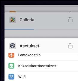 Näyttö ja ruutu Viimeaikaisten tehtävien katselu Kosketa Viimeisimmät näyttääksesi viimeaikaiset tehtävät.