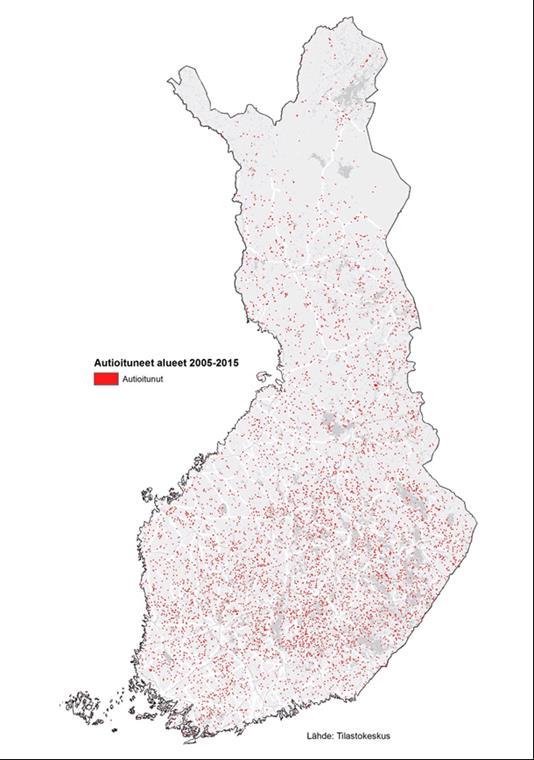 Suomi autioituu Autioituneet alueet 2005-2015 Asuntokannan ja asuinolojen kehittäminen kasvukeskusten ulkopuolella (AAKE) YM:n työryhmäraportti